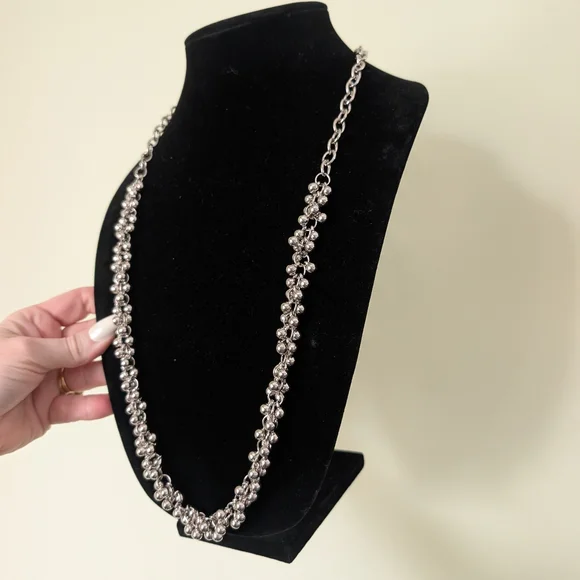 Silvertone Beaded Chain Necklace - Women's Jewelry - Picture 5 of 11